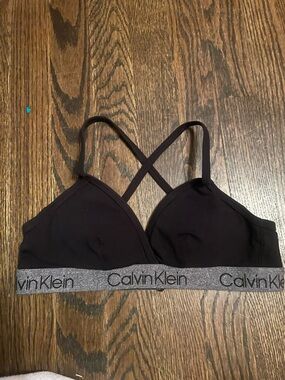 Size small Calvin Klein Black Bralette with Silver Logo Band